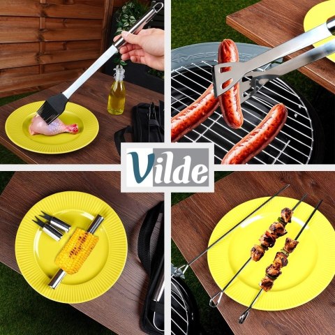 Zestaw Przyborów Akcesoria do Grilla Stalowe z Etui VILDE 33 el.