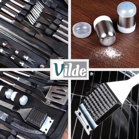 Zestaw Przyborów Akcesoria do Grilla Stalowe z Etui VILDE 33 el.