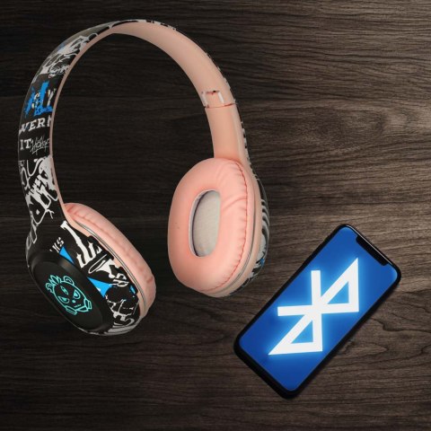 Słuchawki bezprzewodowe nauszne Bluetooth Gaming Sport różowe