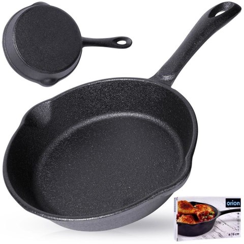 Żeliwna Okrągła Patelnia do Wylewania na Gaz ORION 16 cm