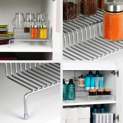 Półka kuchenna metalowa szara 3-poziomowa 28x26x11 cm