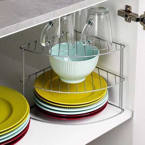 Półka kuchenna metalowa szara narożna 23x23x21,5 cm