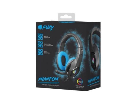 Słuchawki z mikrofonem Fury Phantom podświetlenie Gaming czarno-niebieskie Słuchawki z mikrofonem Fury Phantom podświetlenie Gaming czarno-niebieskie
