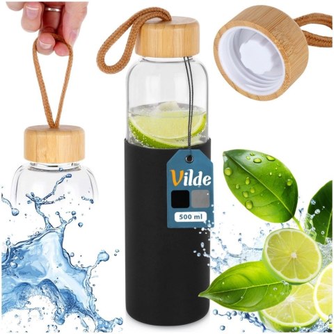 Butelka na wodę szklana z silikonowym pokrowcem 500 ml