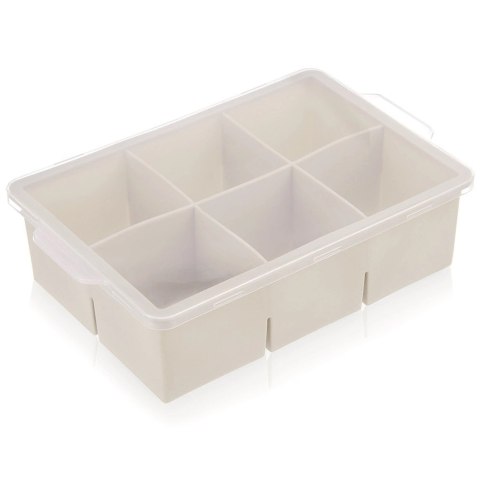 Forma do kostek lodu z pokrywką silikonowa beżowa XXL 18,5x12x5 cm