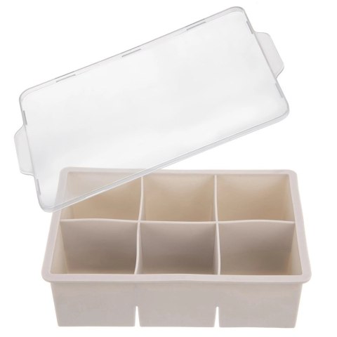 Forma do kostek lodu z pokrywką silikonowa beżowa XXL 18,5x12x5 cm