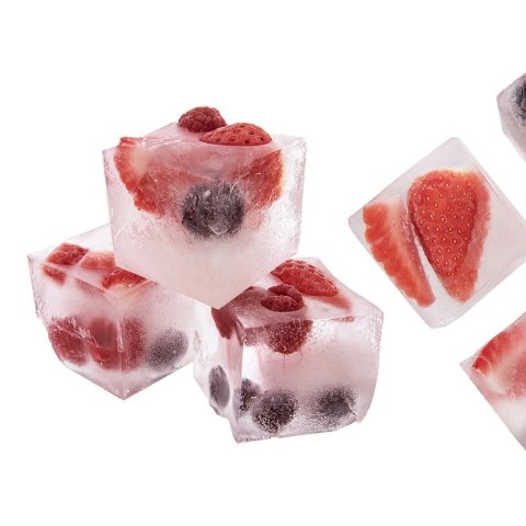 Forma do kostek lodu z pokrywką silikonowa beżowa XXL 18,5x12x5 cm