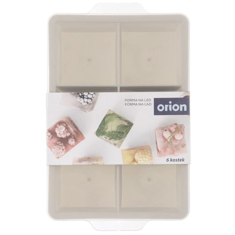 Forma do kostek lodu z pokrywką silikonowa beżowa XXL 18,5x12x5 cm