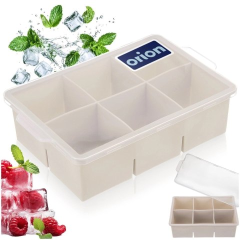 Forma do kostek lodu z pokrywką silikonowa beżowa XXL 18,5x12x5 cm