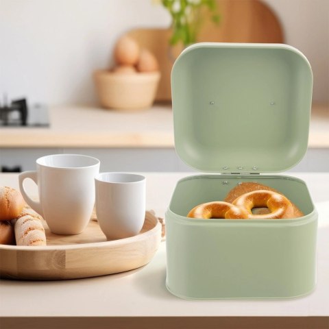 Chlebak Metalowy ORION GREENISH 20x20x17 cm Zielony Kompaktowy na Chleb