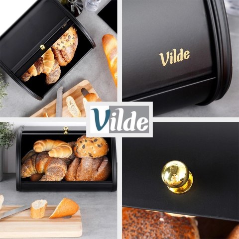 Chlebak Metalowy VILDE Czarny 30 x 26,5 x 17 cm Nowoczesny na Pieczywo