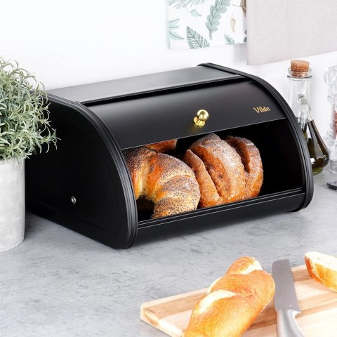 Chlebak Metalowy VILDE Czarny 30 x 26,5 x 17 cm Nowoczesny na Pieczywo