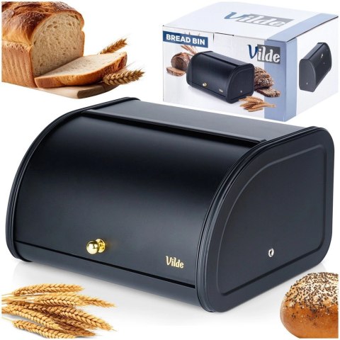 Chlebak Metalowy VILDE Czarny 30 x 26,5 x 17 cm Nowoczesny na Pieczywo