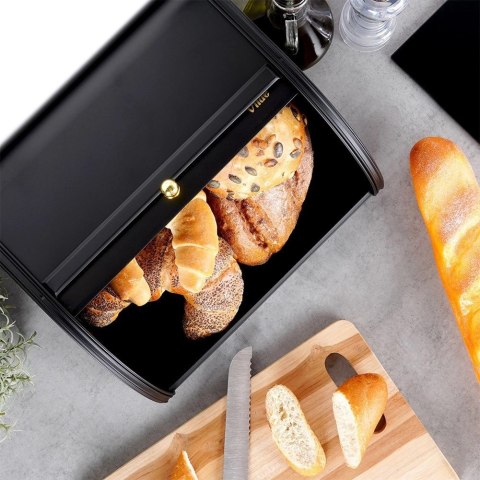 Chlebak Metalowy VILDE Czarny 30 x 26,5 x 17 cm Nowoczesny na Pieczywo