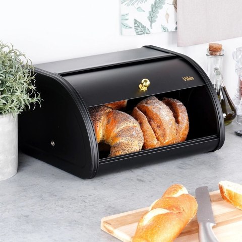 Chlebak Metalowy VILDE Czarny 30 x 26,5 x 17 cm Nowoczesny na Pieczywo
