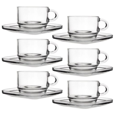 Filiżanka ze spodkiem szklana 250 ml 6 szt.