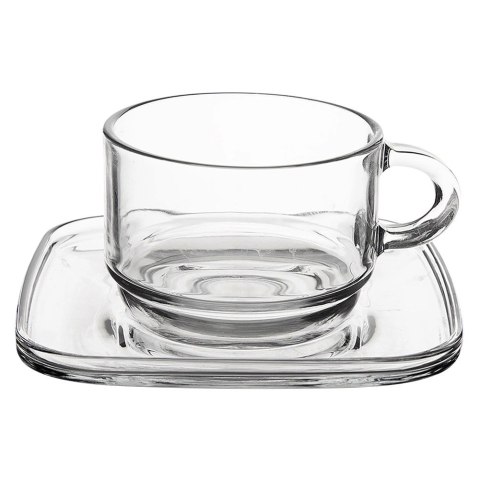 Filiżanka ze spodkiem szklana 250 ml 6 szt.