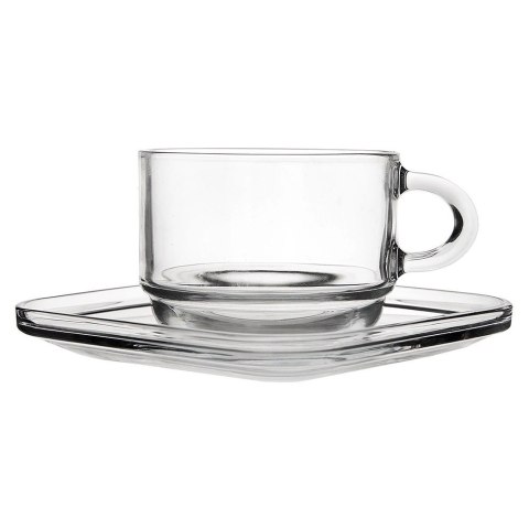 Filiżanka ze spodkiem szklana 250 ml 6 szt.