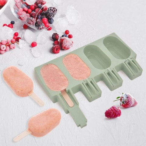 Forma do lodów silikonowa z pokrywką zielona