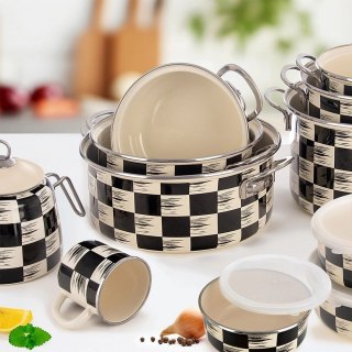 Garnek emaliowany SZACHOWNICA 20 cm, 2,2 l