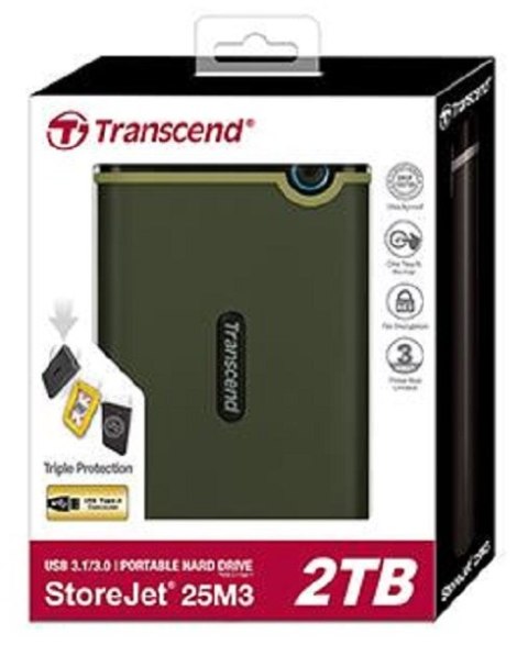 Dysk zewnętrzny HDD TRANSCEND StoreJet 25M3S (2TB /Szaro-zielony )