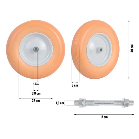 Koło do taczki bezdętkowe 4.00-8 pomarańczowo-białe