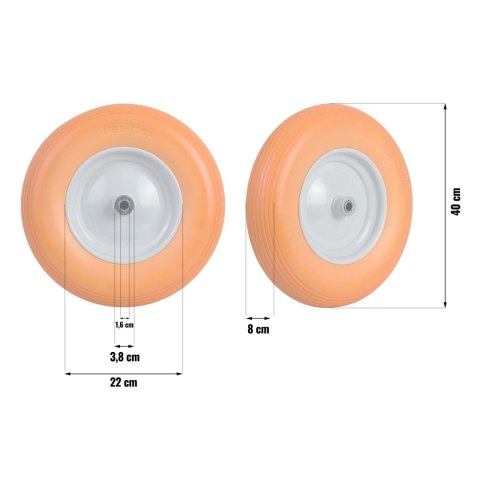 Koło do taczki bezdętkowe 4.00-8 pomarańczowo-białe