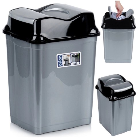Kosz na śmieci plastikowy szary 28 l