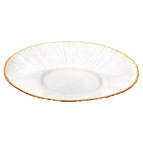 Talerz deserowy szklany złoty 21 cm