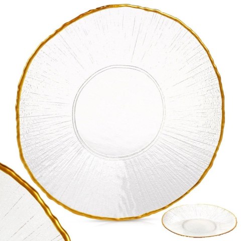 Talerz deserowy szklany złoty 21 cm