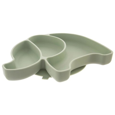Talerz dla dziecka silikonowy dzielony zielony słonik 23,5x19x3,5 cm