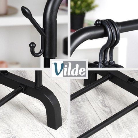 Wiekszak na Ubrania Loft Stojący Metalowy Czarny Pionowy VILDE 110x45x152cm