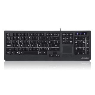 Klawiatura przewodowa Perixx PERIBOARD-313 podświetlana, touchpad, 2x hub USB, czarna