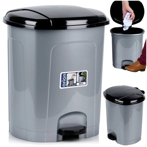 Kosz na śmieci z pedałem plastikowy szary 30 l