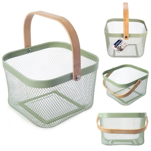 Koszyk do Przechowywania Owoców Warzyw Metalowy Zielony ORION 27x24,5 cm