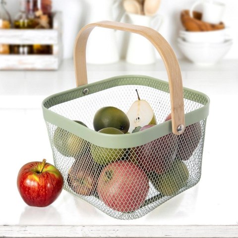 Koszyk do Przechowywania Owoców Warzyw Metalowy Zielony ORION 27x24,5 cm