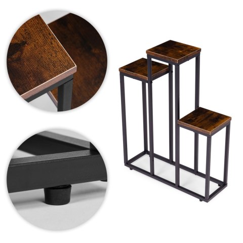 Kwietnik stojący stojak na kwiaty ozdoby 3 półki loft ModernHome