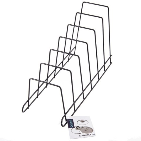 Stojak na pokrywki i talerze metalowy czarny RADKA 34,5x14x19 cm