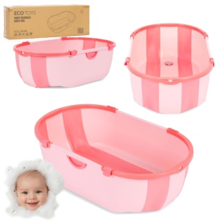 Wanienka dla dzieci wanna turystyczna składana odpływ różowa ECOTOYS