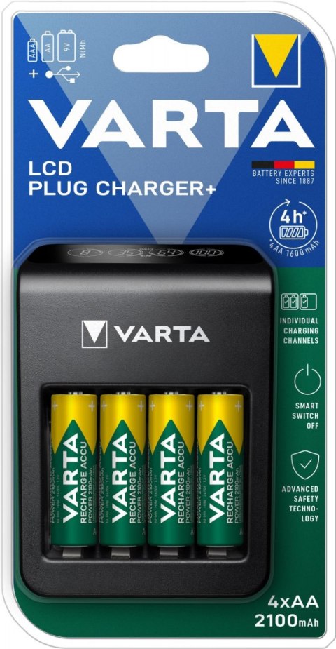 Ładowarka akumulatorków VARTA LCD PLUG CHARGER+ 4 x AA 2100 mAh 56706 Ładowarka akumulatorków VARTA LCD PLUG CHARGER+ 4 x AA 2100 mAh 56706