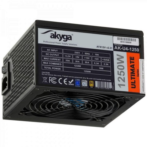 Zasilacz ATX 1250W Akyga Ultimate AK-U4-1250 80+ Gold Fan14cm P8 5xSATA 12xPCI-E Zasilacz ATX 1250W Akyga Ultimate AK-U4-1250 80+ Gold Fan14cm P8 5xSATA 12xPCI-E