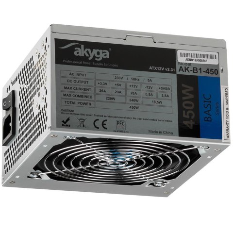 Zasilacz ATX 450W Akyga Basic AK-B1-450 Fan12cm P4 3xSATA Zasilacz ATX 450W Akyga Basic AK-B1-450 Fan12cm P4 3xSATA