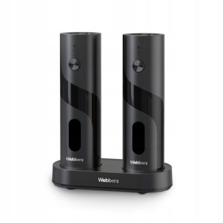 Elektryczny młynek do soli i pieprzu akumulatorowy USB zestaw 2 sztuki regulacja mielenia podświetlenie