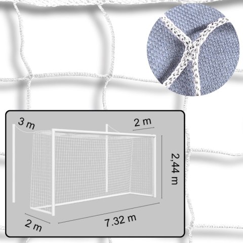 Komplet siatek na bramki do piłki nożnej SENIOR |7,32m x 2,44m| PE 3mm bezwęzłowa - Legend Sport