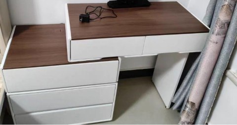 Toaletka kosmetyczna LED/ Komplet mebli blat 80 cm- Paula - kolor biały/orzech