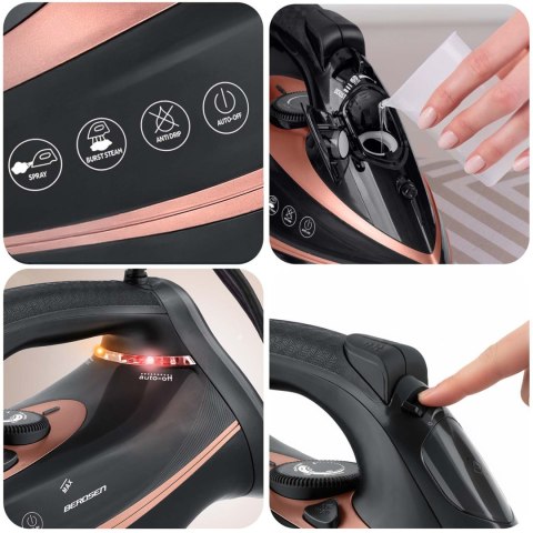 Żelazko parowe 3000W Berdsen BD-332 ceramiczna powłoka praca w pionie