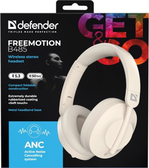 SŁUCHAWKI DEFENDER BLUETOOTH FREEMOTION B485 ANC BEŻOWE