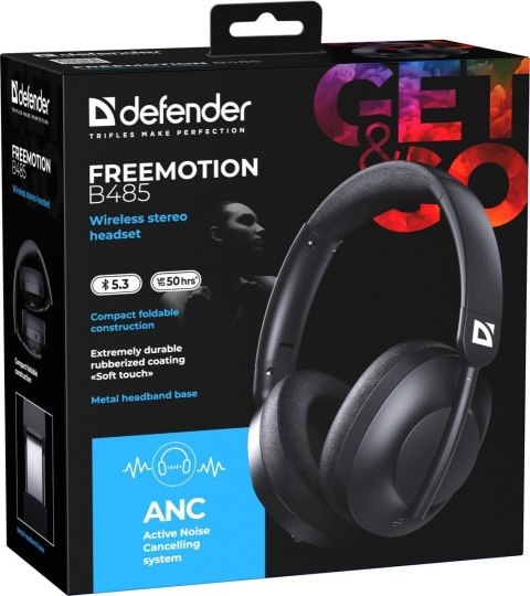 SŁUCHAWKI DEFENDER BLUETOOTH FREEMOTION B485 ANC CZARNE