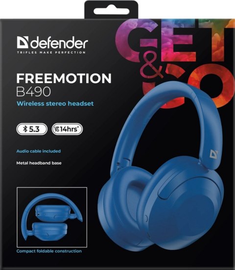 SŁUCHAWKI DEFENDER BLUETOOTH FREEMOTION B490 NIEBIESKIE