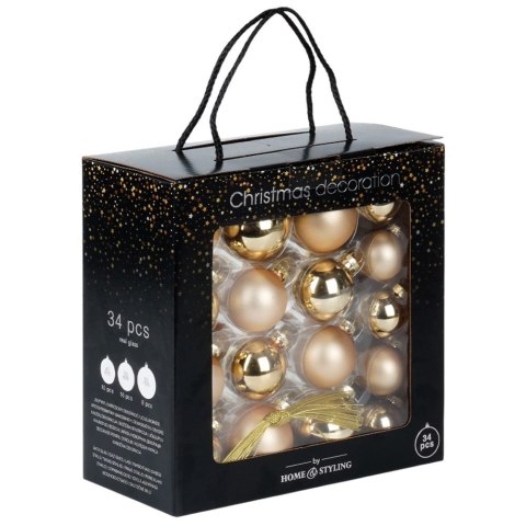 Bombki choinkowe szklane złote 4/5/6 cm 34 szt.